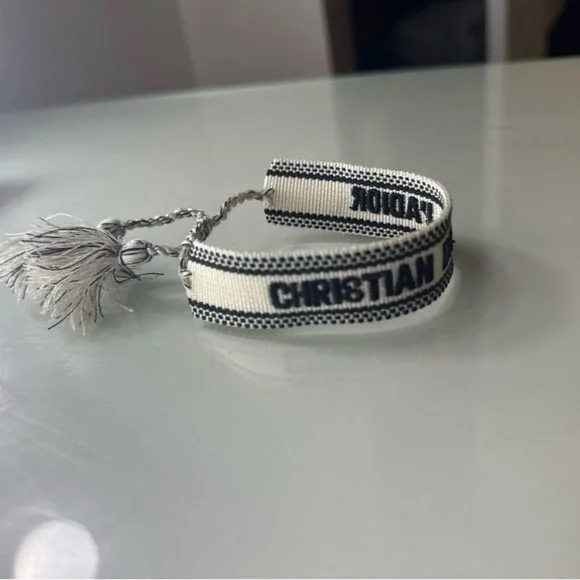 Dior J'Adior White and Black Woven Ribbon Bracelet - Picture 3 of 4
